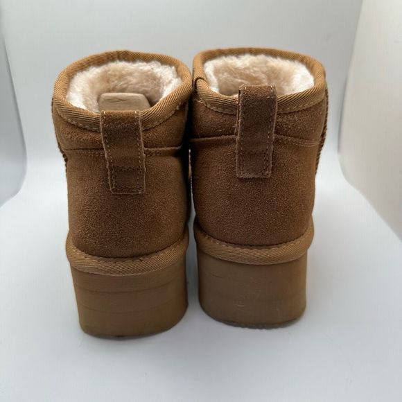 CUSHIONAIRE Women's Genuine Suede pull platform boot +Memory Foam 7 CHESTNUT - Picture 4 of 7